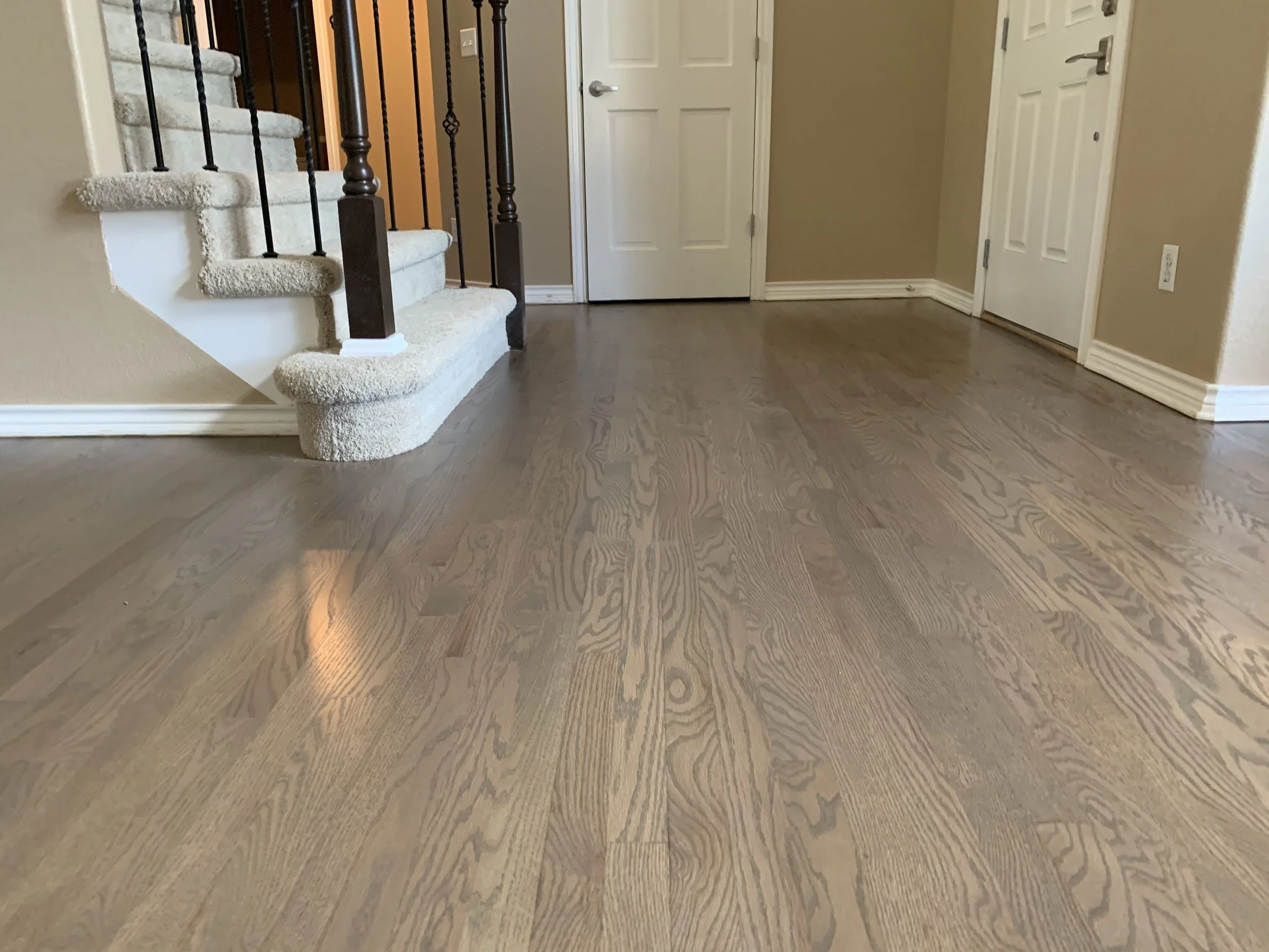 Before and after hardwood floor restoration